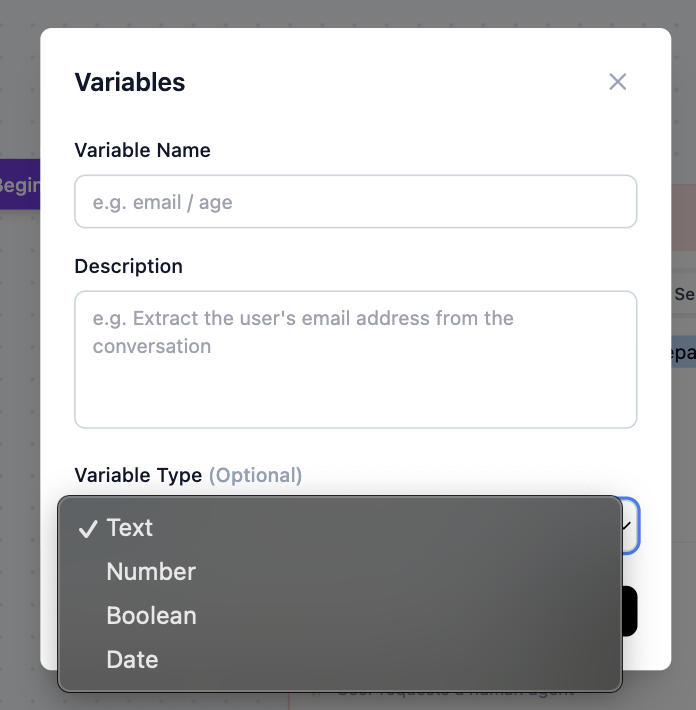 Variable type selection