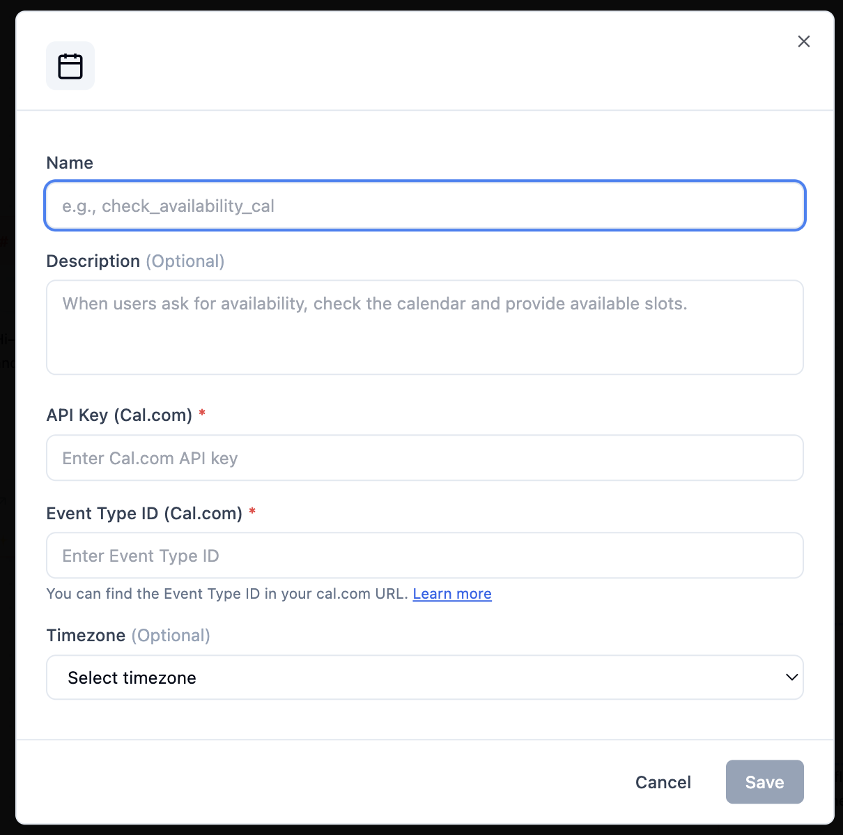 Book calendar function